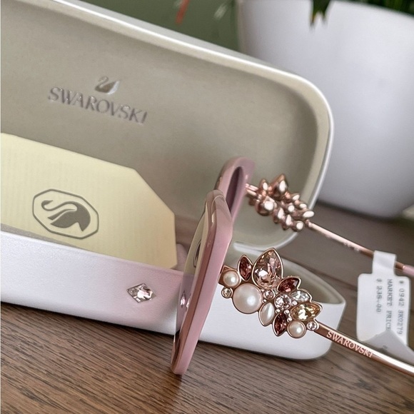 NEW! NWT! Swarovski Pink Embellished Sunglasses Cat Eye Women 55MM - Picture 2 of 8